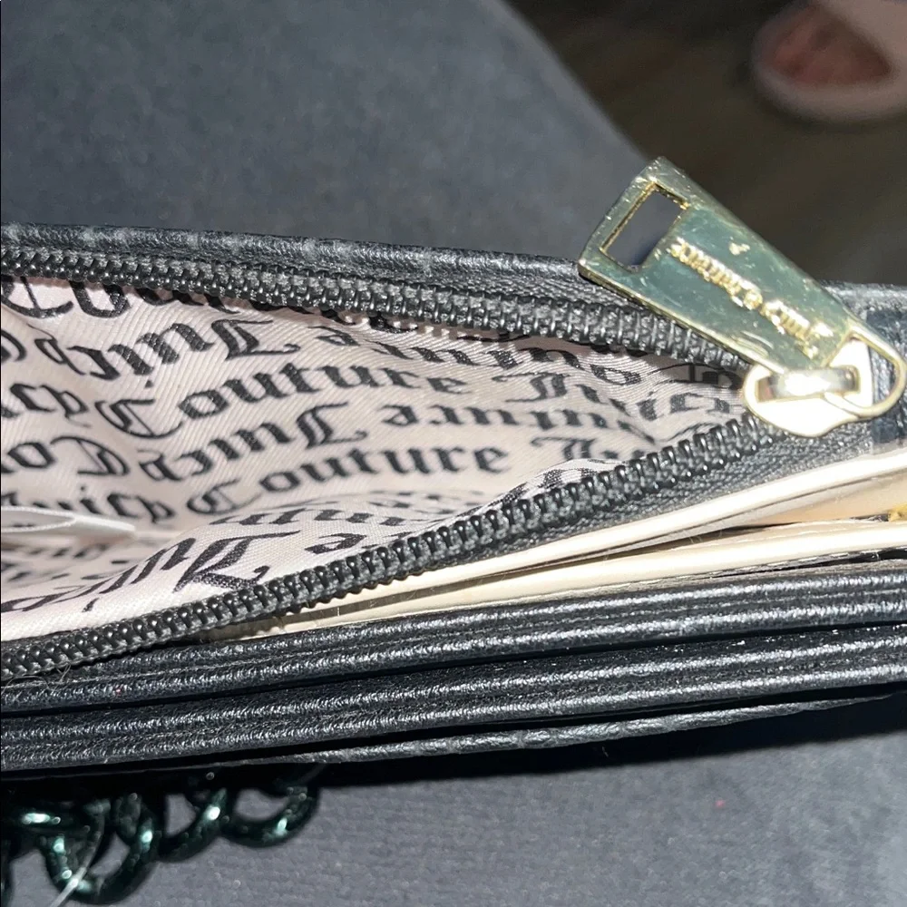 Juicy Couture Black Embossed Clutch with Chained removable card holder - Picture 3 of 7